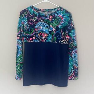 Lilly Pulitzer Finn Top Long Sleeve Multi Take Me To The Sea Size XS